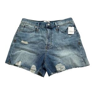 Free People Women’s 29 Distressed Raw Hem Button Fly Denim Jean Shorts